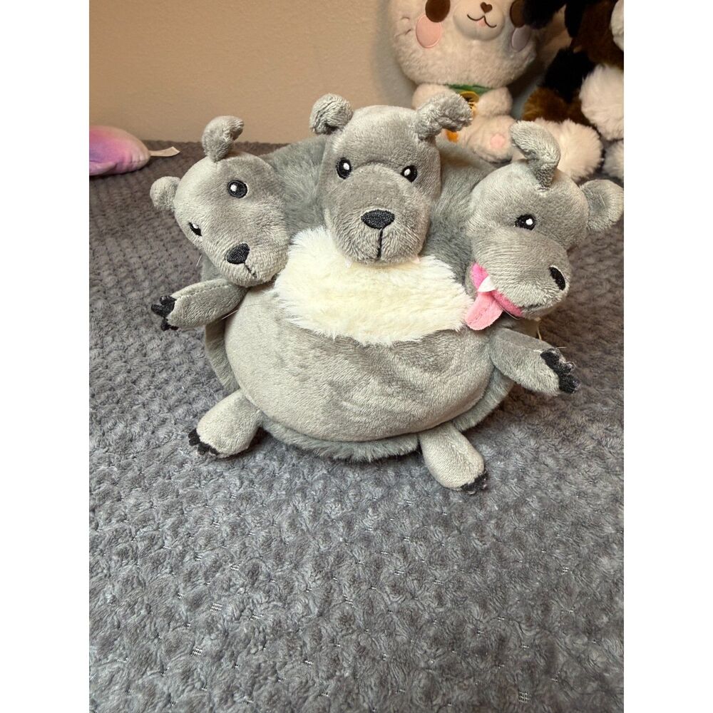 NWT Squishable Snacker Cerberus 3 Headed Dog Plush 6" Gray Greek Mythology
